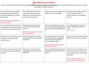 Preview of Free-Write Choice Boards