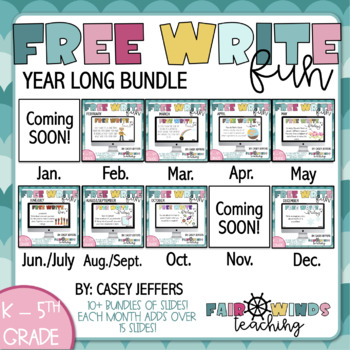 Preview of Free Write Fun (or Friday) Writing Slides - Year Long Bundle