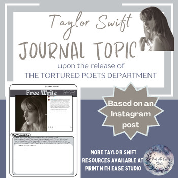 Preview of Taylor Swift Journal Prompt based on The Tortured Poets Album Instagram Post