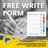 Free Write form with rubrics for World Language classes