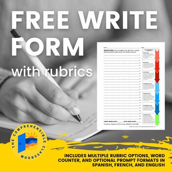 Preview of Free Write form with rubrics for World Language classes