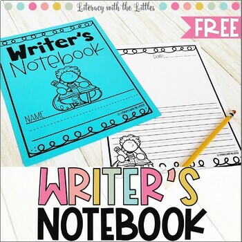 Preview of Free Writer's Notebook Writing Center Prompts Journal Cover & Pages