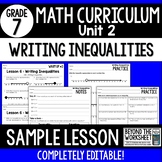 Free Writing Inequalities Lesson : 7th Grade Curriculum Sa