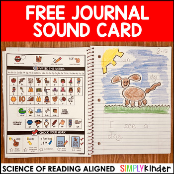 Preview of Free Writing Journal Card, Letter Sound Card, Science of Reading Aligned