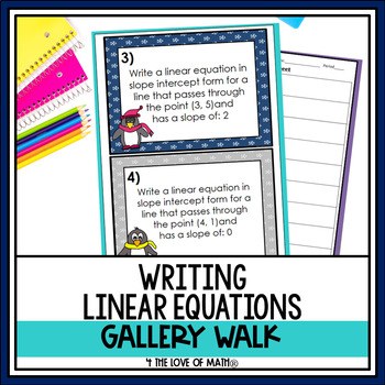 Preview of Free Writing Linear Equations Gallery Walk