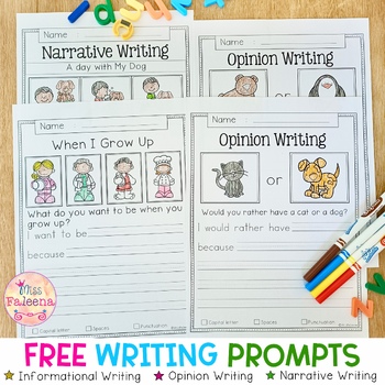 Free Writing Prompts by Miss Faleena | Teachers Pay Teachers