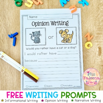 Free Writing Prompts by Miss Faleena | TPT