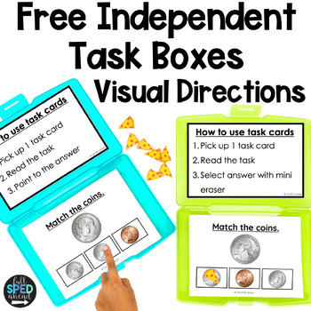 Preview of Free Written Directions Independent Work Task Boxes Special Education Centers
