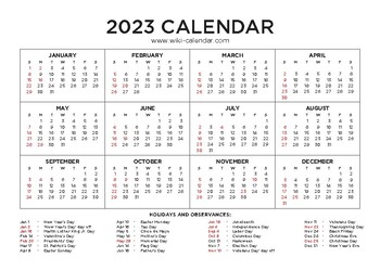 Free Year 2023 Calendar Printable with Holidays by Sharon Gore | TPT