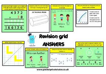 free year 6 sats revision grid for maths by pocket private tutor