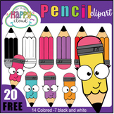 Free back to school Pencil clipart colored and black and white