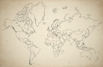Preview of Free blank World Map, accurate, up-to-date, vintage style