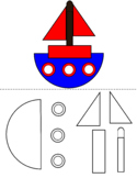 Free build a boat with 2d basic geometric shapes . color ,
