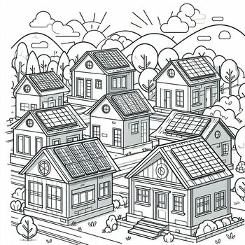 Preview of Free coloring pictures Renewable energy Earth Day - Solar energy