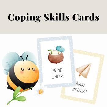 Preview of Free Coping Skills Cards Printable | Cute Pastel Watercolor | 54321 Grounding