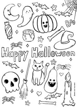 Free cute halloween coloring pages by Pencilheartandmagic | TpT