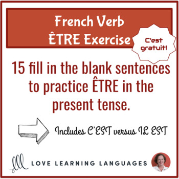 Preview of French verb être present tense exercise