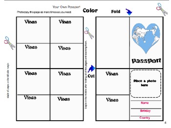 Preview of Free printable play passport  to go along with geography unit study