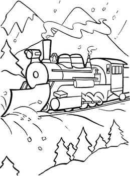 Preview of Free train with snowplow color-in printable