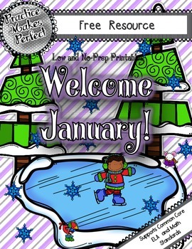Preview of FreeLow-Prep January Craft, Math, and Language Arts Activities:  Welcome January