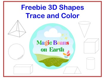 Preview of Freebie 3D Shapes Trace and Color