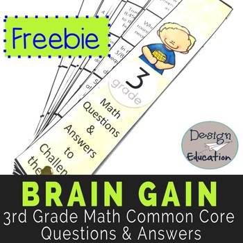 Preview of Freebie 3rd Grade Math Questions Common Core Brain Gain