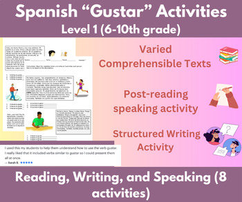 Preview of Spanish Gustar Activities| Reading, Writing, and Speaking (8 activities)