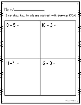 Preview of Freebie Addition Subtraction Test With I can Statement