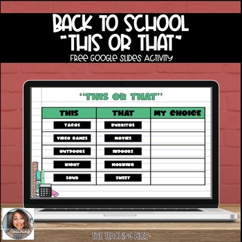 Preview of Freebie | Back to School Digital This or That Activity