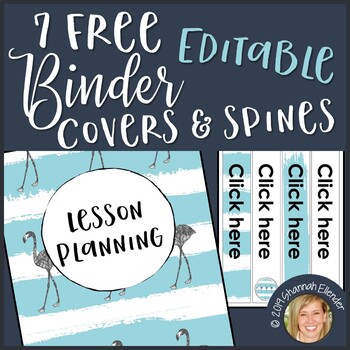 Preview of Flamingo Freebie Binder Covers and Spines Editable and Printable