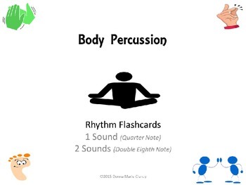 Preview of Freebie: Body Percussion Performance Flashcards: Rhythm: 1 Sound, 2 Sounds
