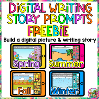 Preview of Seasonal Digital Writing Prompts- Digital Build a Story Writing Free Sample