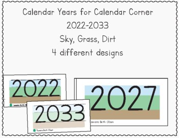 Preview of Freebie: Calendar Corner Years