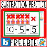 Freebie Christmas Subtraction to 10 Boom Cards PreK, K and