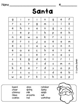 Freebie Christmas word searches by Swimming into Second | TPT
