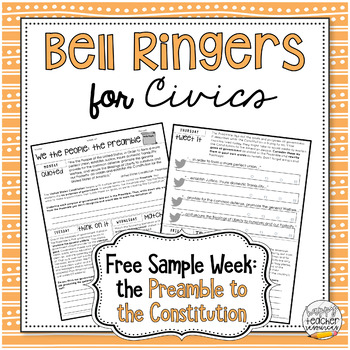 Freebie: Civics Bell Ringers Sample Week! Preamble to the U.S. Constitution