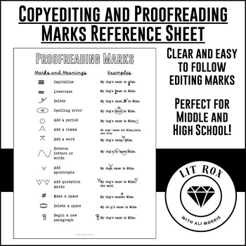 Preview of Freebie! Clear & Easy Grammar Copyediting & Proofreading Marks Poster &Handout