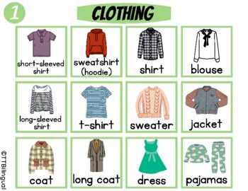 Freebie Clothing Vocabulary | Word Wall | Word Banks | Writing Center | ESL