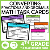 FREE 4th Grade Converting Fractions and Decimals Math Task