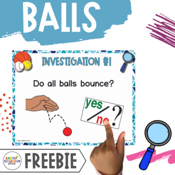 Preview of Freebie | Creative Curriculum | Balls | Investigation Question & Vocabulary