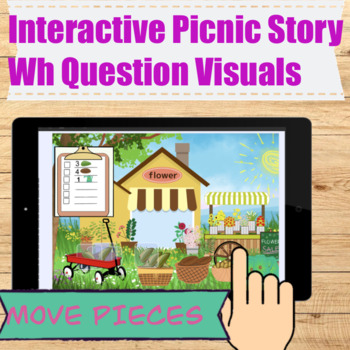 Preview of Freebie DIGITAL Interactive Story: The Picnic teletherapy  EASEL  point & drag