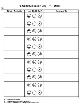 Preview of Freebie: Daily Communication Log for SDC / Classroom / Behavior Managment