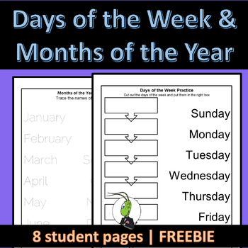 Preview of Freebie Days of the Week and Months of the Year Worksheet PreK-Kinder GOOGLE