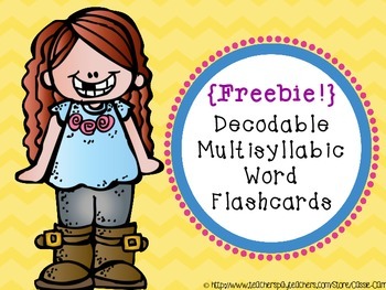 Preview of {Freebie!} Decodable Multisyllabic Word Flashcards