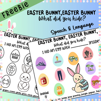 Preview of Freebie Easter Bunny, Easter Bunny What Did You Hide? Initial J