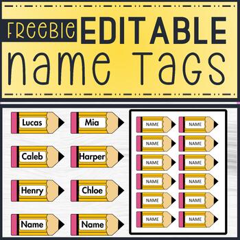 Freebie Editable Pencil / Crayon Name Tags by Lye Primary Printable