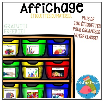 Preview of Freebie! FRENCH Classroom supplies labels/Étiquettes du matériel de classe