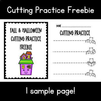Preview of Freebie Fall & Halloween Fine Motor Cutting Practice for Kindergarten, Preschool