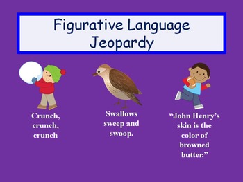 Preview of Freebie! Figurative Language Jeopardy Review Game