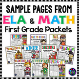 Freebie First Grade Math and Literacy Worksheets